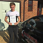 Ashley Beckett passed his driving test with Sarah Plows
