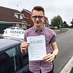 Declan Noble passed his driving test with Sarah Plows