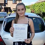 Ellie Crick passed her driving test with Sarah Plows