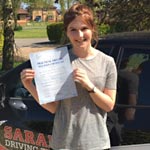 Hannah Thorold passed her driving test with Sarah Plows
