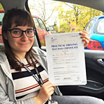 Jade Hill passed her driving test with Sarah Plows