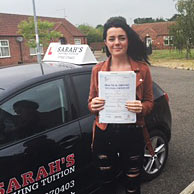 Kasey Browett passed her driving test with Sarah Plows