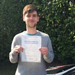 Max Knight passed his driving test with Sarah Plows