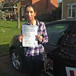 Seeta Maher passed her driving test with Sarah Plows